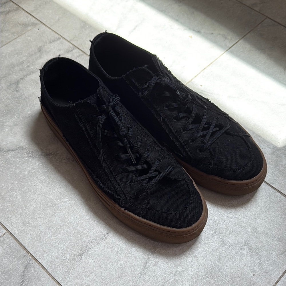 Nothing New - Men’s Size 14 Black Canvas shoes with gum rubber bottom